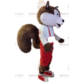 BIGGYMONKEY™ mascottekostuum bruine en witte eekhoorn met rode
