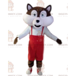 Kostým maskota BIGGYMONKEY™ Hnědobílá veverka s červeným