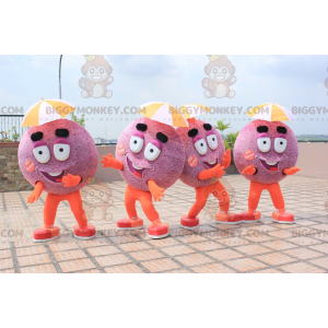 4 pedrinhas de bolo roxo e laranja da mascote do BIGGYMONKEY™ –