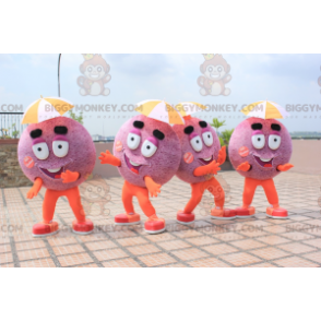 4 pedrinhas de bolo roxo e laranja da mascote do BIGGYMONKEY™ –