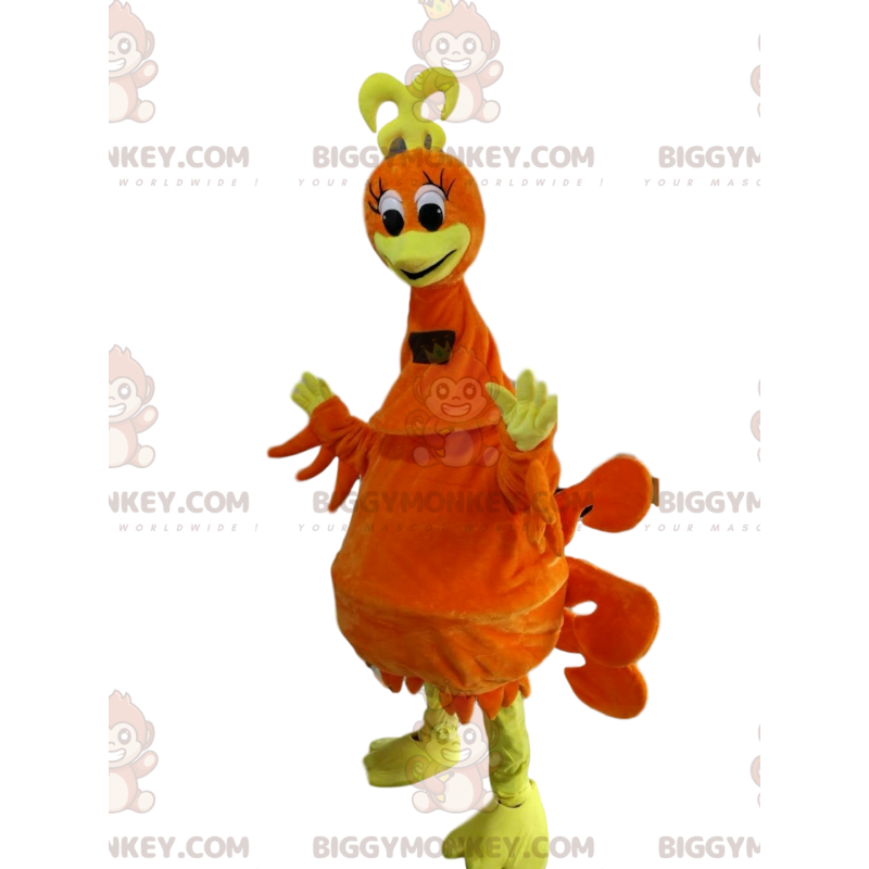 BIGGYMONKEY™ Mascot Costume Wacky Orange Chick With Nice Yellow