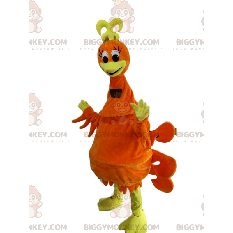 BIGGYMONKEY™ Mascottekostuum Wacky Orange Chick met mooie gele