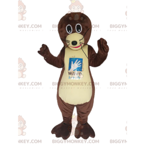 Traje de mascote BIGGYMONKEY™ de lontra marrom com grandes