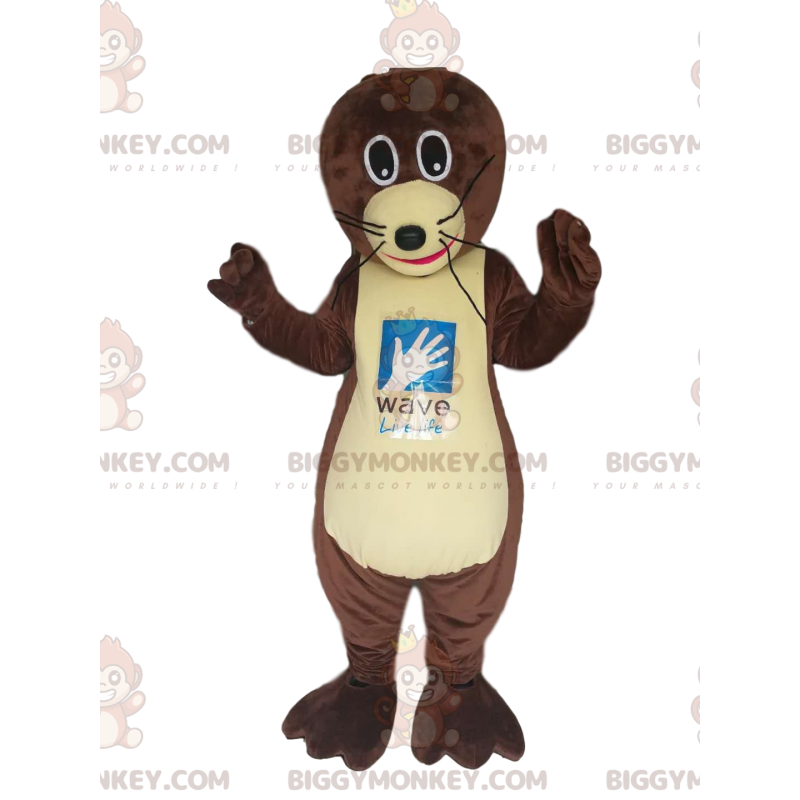 BIGGYMONKEY™ Mascot Costume of Brown Otter with Big Black Eyes!