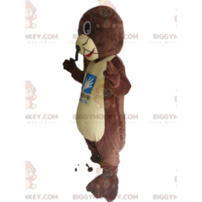 BIGGYMONKEY™ mascottekostuum van bruine otter met grote zwarte