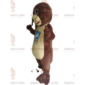 Traje de mascote BIGGYMONKEY™ de lontra marrom com grandes