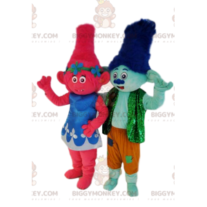 Fuchsia en blauw Little Ogre BIGGYMONKEY™ mascottekostuum Duo -