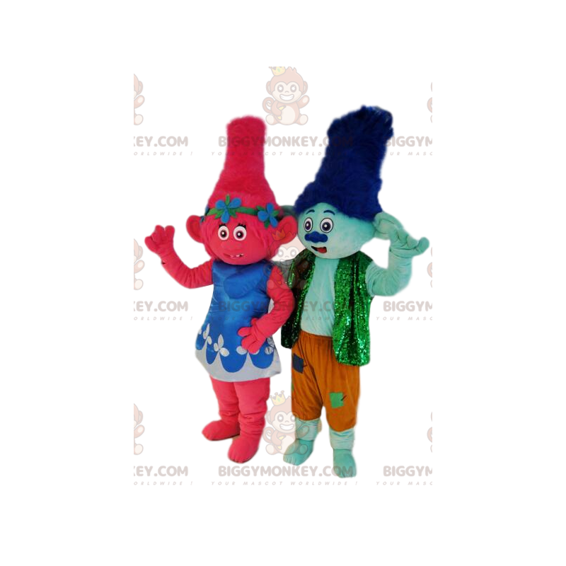 Fuchsia en blauw Little Ogre BIGGYMONKEY™ mascottekostuum Duo -