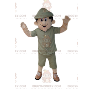 BIGGYMONKEY™ Maskottchen-Kostüm für Herren Khaki Safari-Outfit