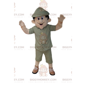 Herr BIGGYMONKEY™ Maskotdräkt Khaki Safari Outfit - BiggyMonkey