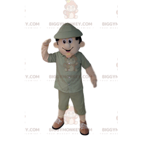 BIGGYMONKEY™ mascottekostuum kaki safari-outfit voor heren -