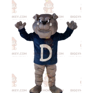 BIGGYMONKEY™ Wreed uitziend grijs Bulldog-mascottekostuum met