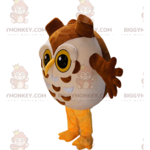 Traje de mascote BIGGYMONKEY™ de corujas amarelas e marrons