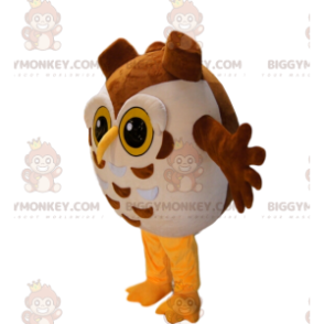 Keltainen ja ruskea pöllö BIGGYMONKEY™ maskottiasu -