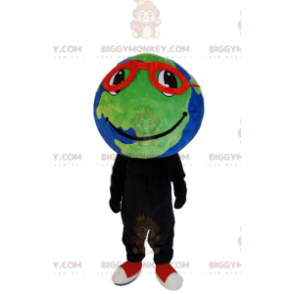 Costume da mascotte Earth BIGGYMONKEY™ con occhiali rossi e un