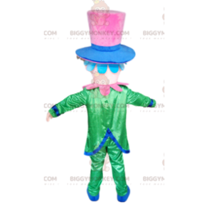 Smiling Character BIGGYMONKEY™ Mascot Costume with Green Suit