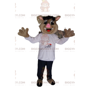 Costume da mascotte cinghiale BIGGYMONKEY™ con camicia bianca e