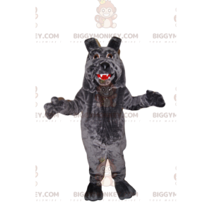 BIGGYMONKEY™ Mascot Costume Gray Dog With Big Lips –