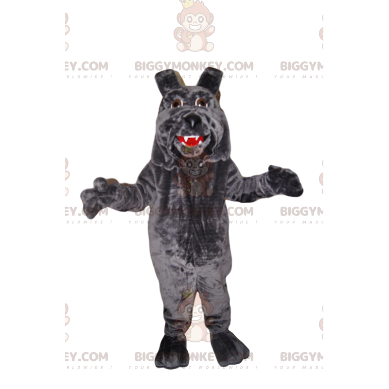 Costume de mascotte BIGGYMONKEY™ de chien gris avec de grandes