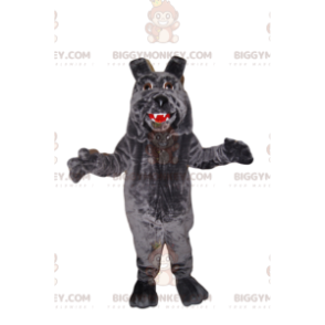BIGGYMONKEY™ Maskottchenkostüm Grauer Hund mit großen Lippen -