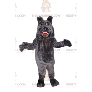 Costume de mascotte BIGGYMONKEY™ de chien gris avec de grandes