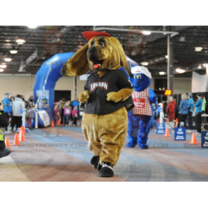 BIGGYMONKEY™ Brun Basset Hound Dog Mascot Kostume i sportstøj -