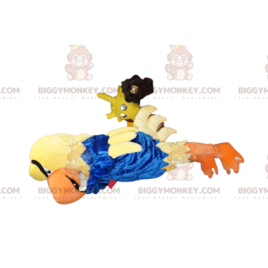 Disfraz de mascota BIGGYMONKEY™ Águila amarilla con jersey azul