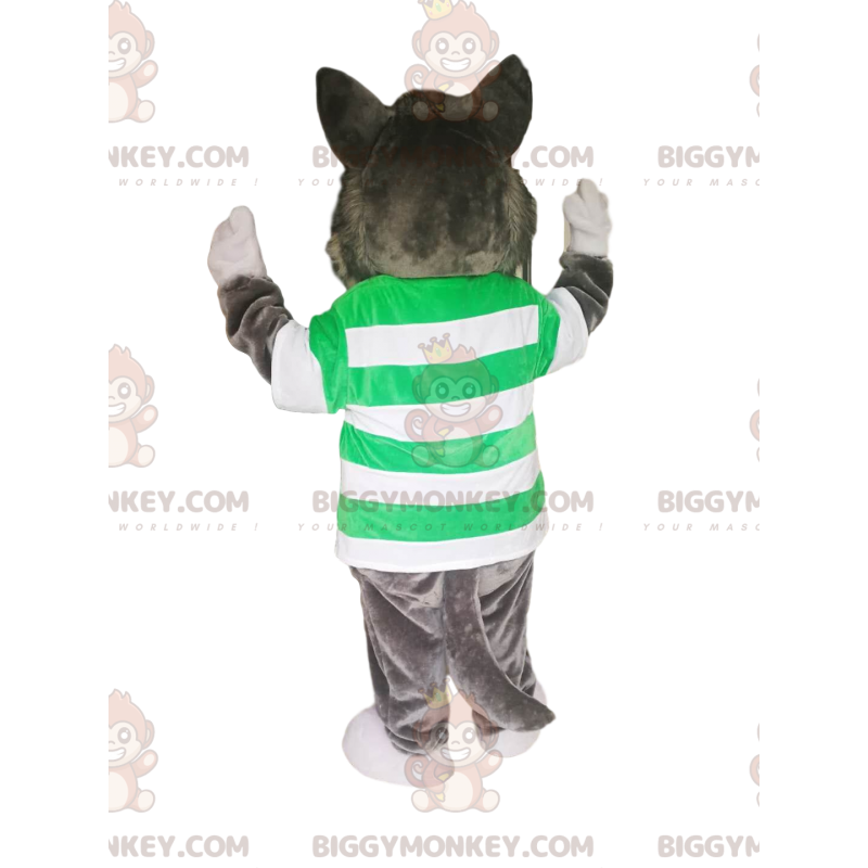 Traje de mascote de lobo cinzento BIGGYMONKEY™ com camisa