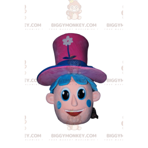 Charakter BIGGYMONKEY™ Maskottchen-Kostümkopf mit rosa Hut -