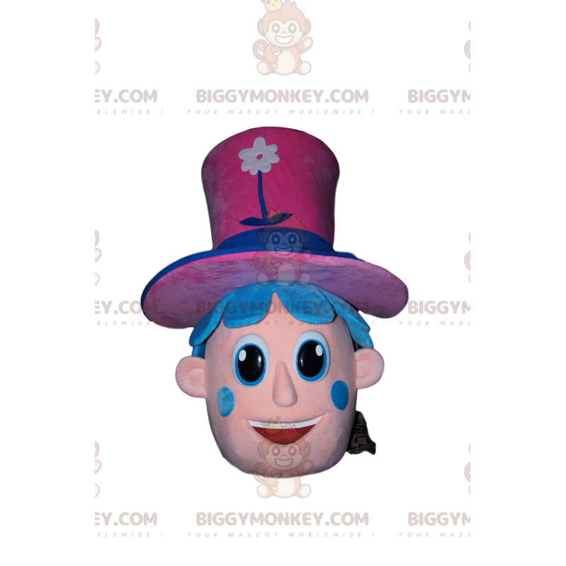 Cabeza de disfraz de mascota BIGGYMONKEY™ con sombrero rosa -