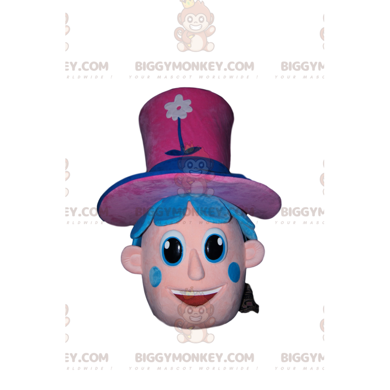 Κεφάλι κοστουμιών μασκότ χαρακτήρα BIGGYMONKEY™ με ροζ καπέλο -
