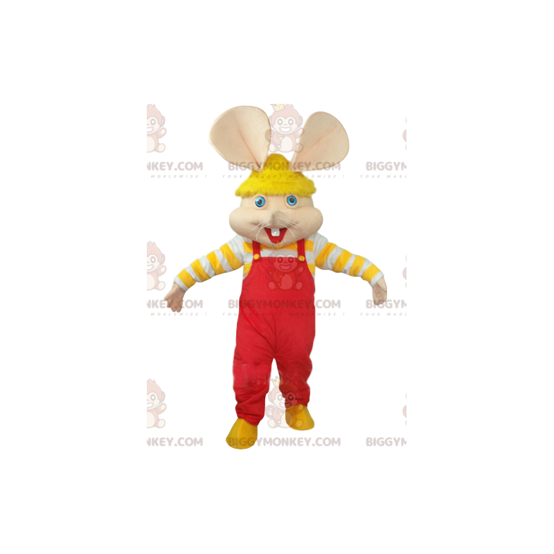 Costume de mascotte BIGGYMONKEY™ de souris avec une salopette