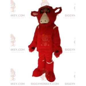 Disfraz de mascota de vaca roja BIGGYMONKEY™ con una mirada