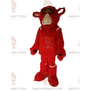 Red Cow BIGGYMONKEY™ Mascot Costume With A Loving Look -