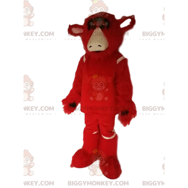 Kostým maskota Červená kráva BIGGYMONKEY™ s láskyplným vzhledem