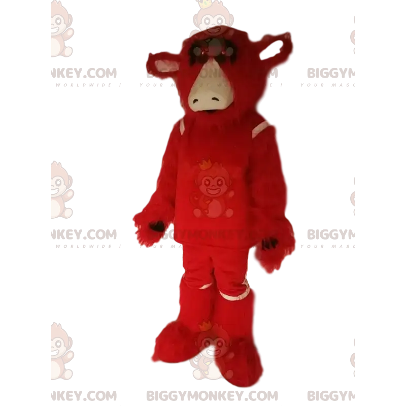 Red Cow BIGGYMONKEY™ Mascot Costume With A Loving Look -