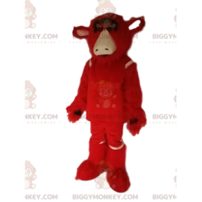 Costume da mascotte BIGGYMONKEY™ da mucca rossa con uno sguardo