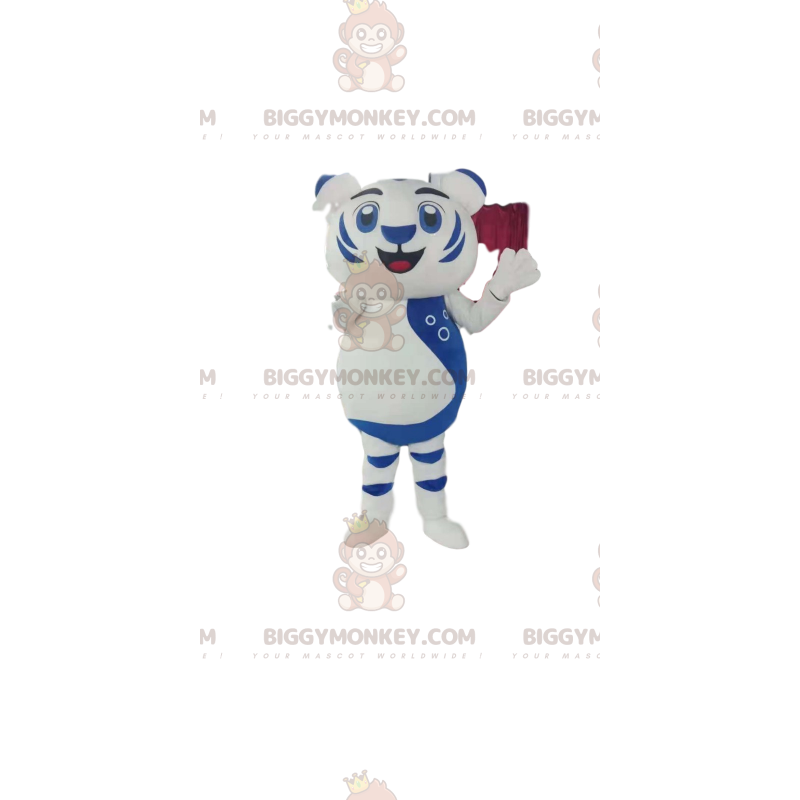 White and Blue Lion Cub BIGGYMONKEY™ Mascot Costume. lion cub