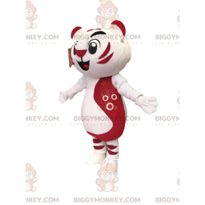 Costume de mascotte BIGGYMONKEY™ de lionceau blanc et fushia. -