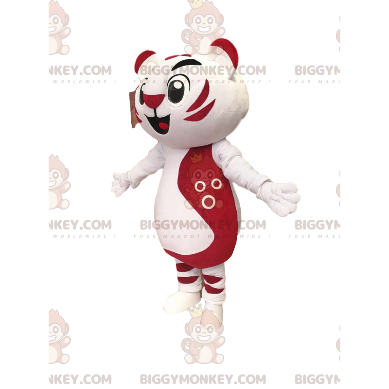 BIGGYMONKEY™ costume mascotte cucciolo di leone bianco e