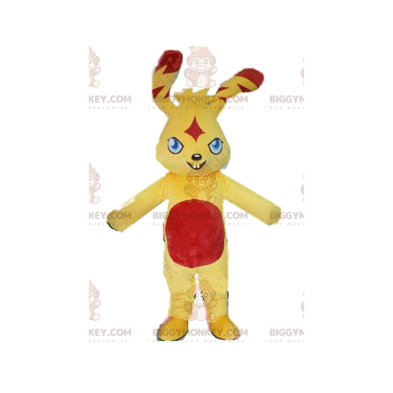 BIGGYMONKEY™ maskotkostume Lille gul og rød kanin med et