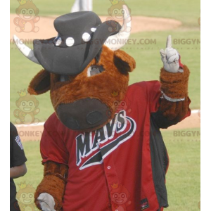 Στολή μασκότ Brown Cow BIGGYMONKEY™ σε αθλητικά ρούχα με καπέλο