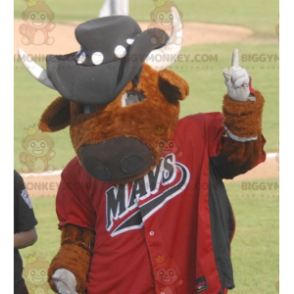 Brown Cow BIGGYMONKEY™ Mascot Costume In Sportswear With Hat -