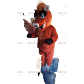 Costume de mascotte BIGGYMONKEY™ de sanglier marron avec une