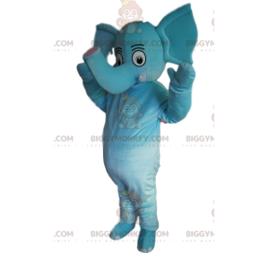 Disfraz de mascota de elefante azul BIGGYMONKEY™ con lindo baúl