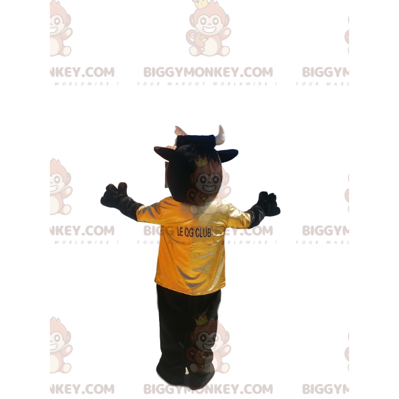 Very Enthusiastic Bull BIGGYMONKEY™ Mascot Costume With Yellow