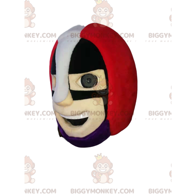 Superhjälte BIGGYMONKEY™ Maskotdräkthuvud med röd hjälm -