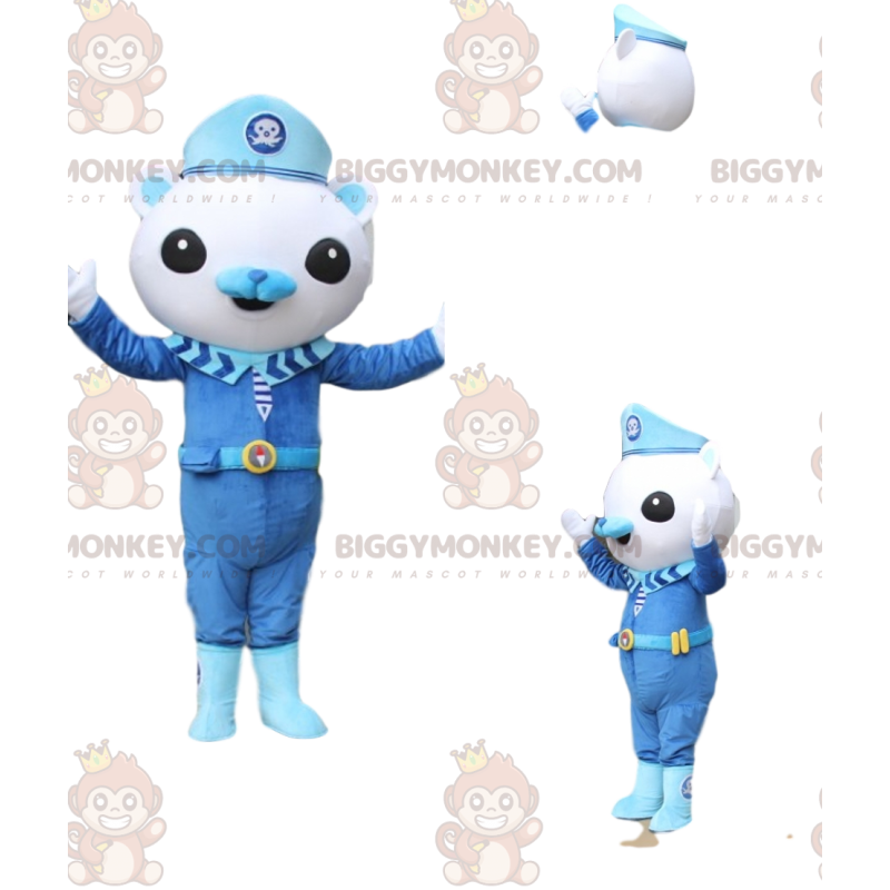 Traje de mascote BIGGYMONKEY™ Pequeno Urso Branco com Traje de