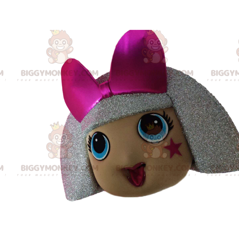 Cabeza de disfraz de mascota BIGGYMONKEY™ para niña con cabello