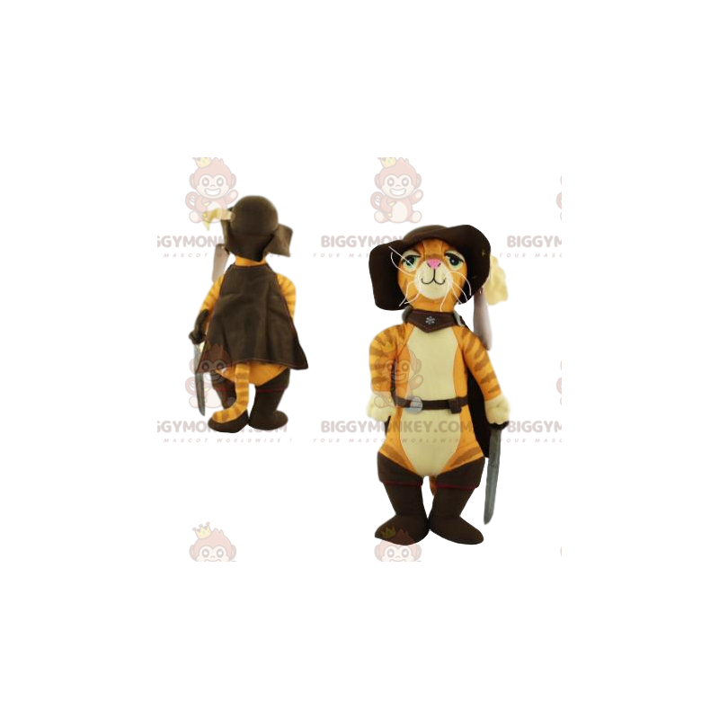 Very stylish BIGGYMONKEY™ Puss in Boots mascot costume, with